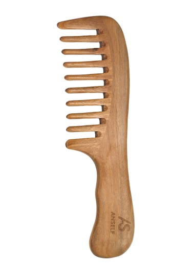 Moveevo Anself Doğal Yeşil Sandal Ağacı Tarak Sağlık Masajı Kuaförlük Geniş Dişli Ahşap Tarak