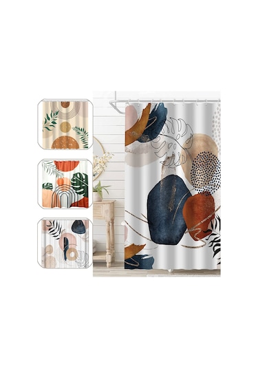 Duş Perdesi Su Geçirmez Kumaş Boho Banyo Perdeleri Ev Banyo Perdeleri Kancalı Aksesuarlar-b Diğer