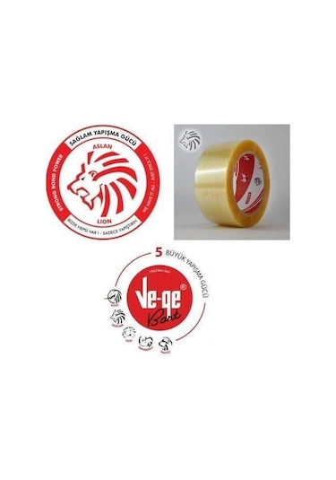 Ve-ge  Aslan Şeffaf Koli Bandı 45 MM x 100 M 12 Adet