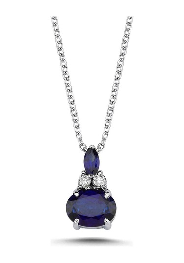 1,88 Karat Pırlantalı Safir Kolye
