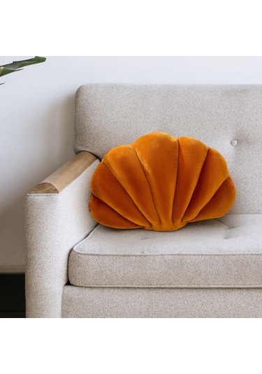 Suntek Magideal Kabuk Dekoratif Yastık Clam Yer Minderi Oturma Karamel