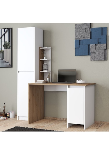 Umg Mobilya Ege-astira Çalışma Masası, Bilgisayar Masası Meşe - Beyaz