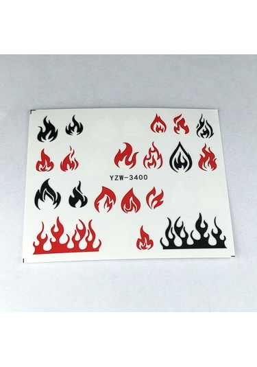 Alev Alevli Ateş Tırnak Vinil Sticker Çoklu Süsleme Çok Renkli Dövme 6x5.5cm