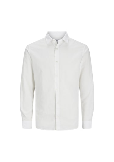 Jack & Jones Slim Kalip Keten Karışımlı Gömlek - 12268964 White