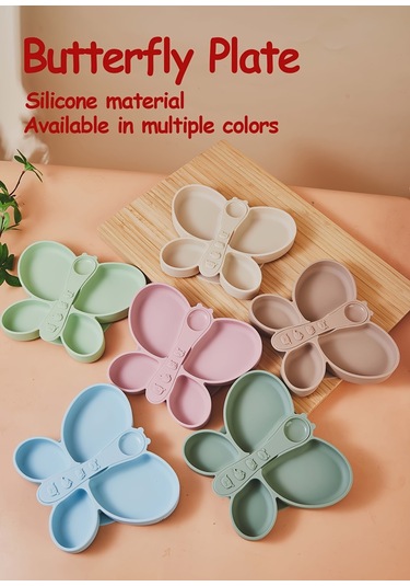 Besleme Tepsisi, Kelebek Tepsi Ve Kaşık, Kendi Kendine Beslenmeye Uygun, Vantuzlu Tasarıma Sahip