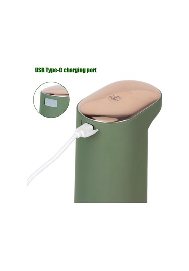 450ml Otomatik Köpük Sabunluk Usb Şarjlı Temassız Dispenser 1 Yeşil