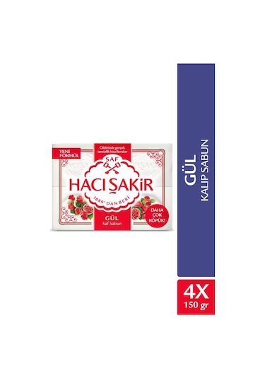 Hacı Şakir Gül Saf Kalıp Sabun 4 x 150 G
