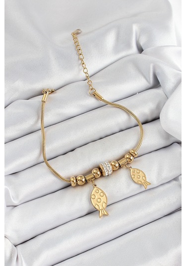 316l Çelik Gold Renk Balık Model Kadın Bileklik Çok Renkli