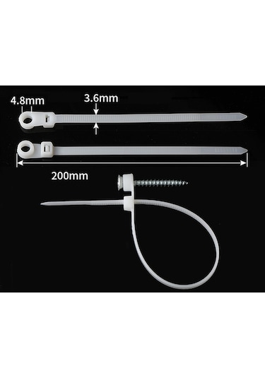 Homyl 100 Adet Kablo Fermuarları Tel Bağı Sarar 3,6-mm-x-200-mm