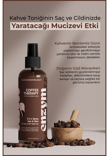 Enzym Cosmetics Doğal Kahve İçerikli Saç Dökülmesi Karşıtı Tonik 200 ML