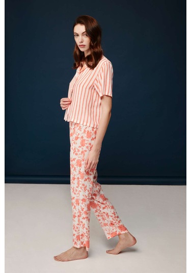 Bonnie&clyde - Kadın Somon Viskon Pijama Takımı SOMON
