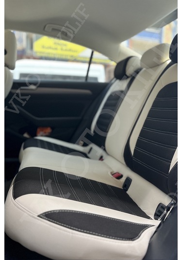 Vk Auto Volkswagen Passat B8 Araca Özel Koltuk Kılıf Siyah-beyaz