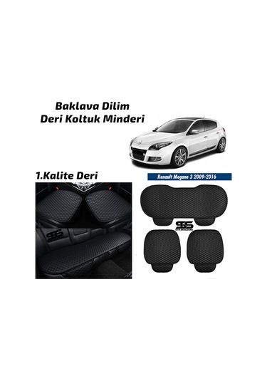Renault Megane 2009-2016 Siyah Deri Oto Koltuk Minderleri