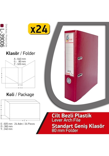 Laçin Klasör Bordo Geniş 24 Adet 1 Koli