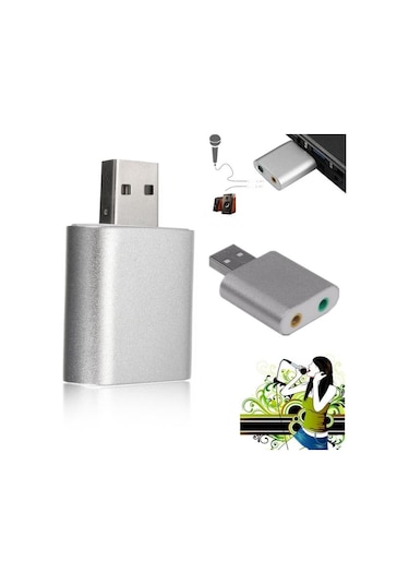 7.1 Mikrofon Destekli 7 Kanal Çift Girişli Harici USB Ses Kartı