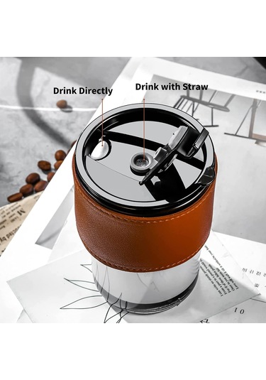 Fosenze İki Katlı Cam Kupa, Sıcak/soğuk İçecekler İçin, Toz Koruyucu Kapak Ve Cam Pipetli, 400 Ml