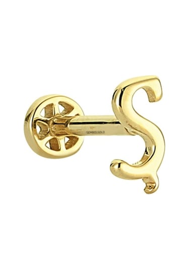 Altın Piercing -Ş- Harf 14 Ayar Tragus Altın