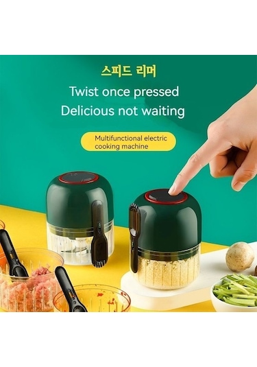 Şarj Edilebilir Elektrikli Versiyon Sarımsak Ve Patates Ezici -yeşil