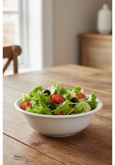 6'lı Valencia Salata Kasesi 22cm Dijital Splash Rinart Krem