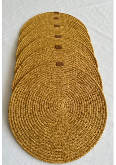 Yuvarlak Amerikan Servis Sofra Altlığı, Masa Dekoru Supla 33x33 6lı Hardal