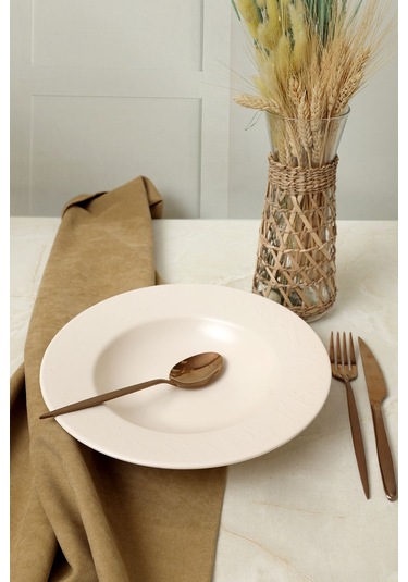 Keramika Mat Krem İyonya Makarna Tabağı 28 Cm 950 Krem
