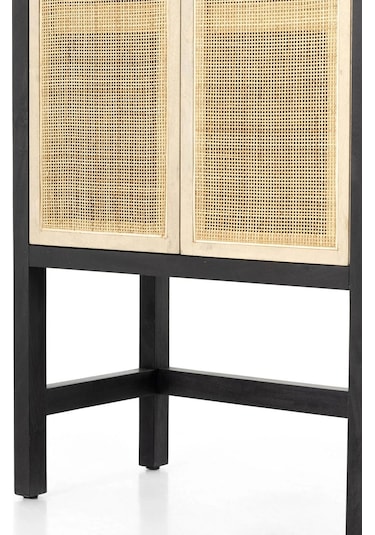 Noir Masif Ahşap Rattan Detaylı Büfe Dolap