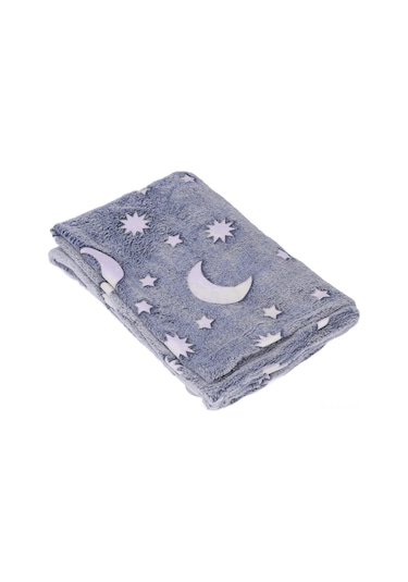 Xiyyadms Gri Ay Desenli Parlak Flannel Battaniye - Işık Veren, Hafif Ve Nem Geçirgen - 1x1.5m Kutulu Çocuklar İçin Uyku Koltuk K覆盖物 Gri