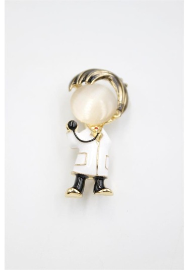 Doktor Broş - Beyaz Gümüş Rengi