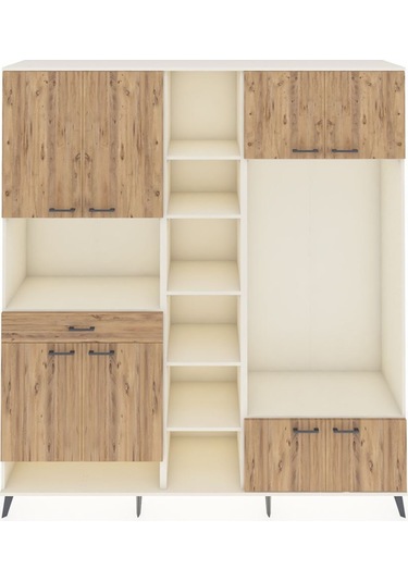 Hyperion Dolap 12 Raflı Tek Çekmeceli 8 Kapaklı 220x44x243 Aytaşı-çam/çam Atlas Çam/atlas Çam