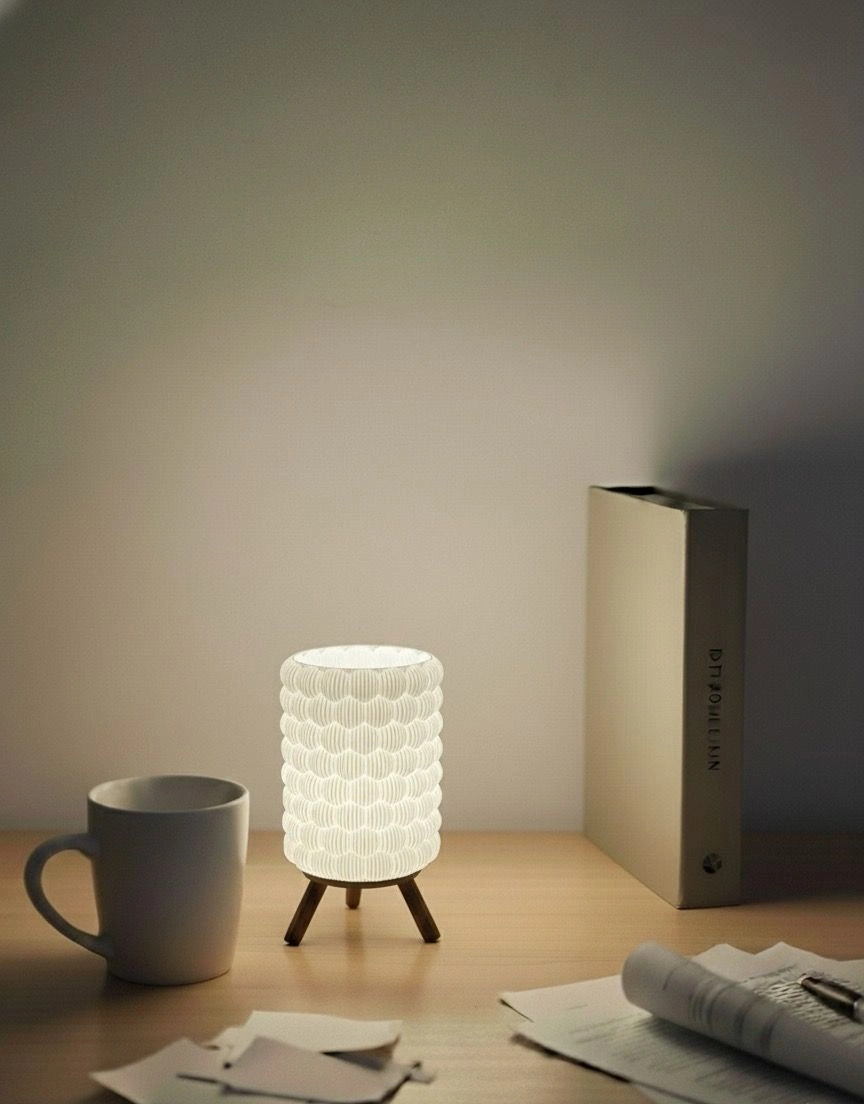 Origami Tasarım 3d Baskı Dekoratif Masa Lambası Pilli Mum Işıklı Geometrik Gece Lambası Beyaz