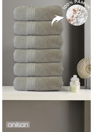 6'lı Boncuk Bej El Havlusu - 50x90 Cm, 225 Gr, %100 Pamuk, Spa Ve Otel Havlusu, Günlük Kullanıma Uygun Bej