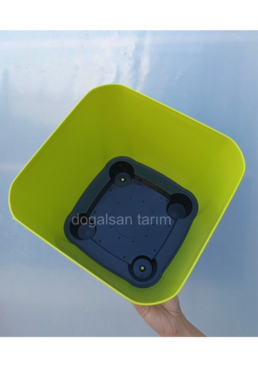 8,8 Lt Fıstık Yeşili Renk Safir Saksı Kare Saksı Dekoratif Saksı