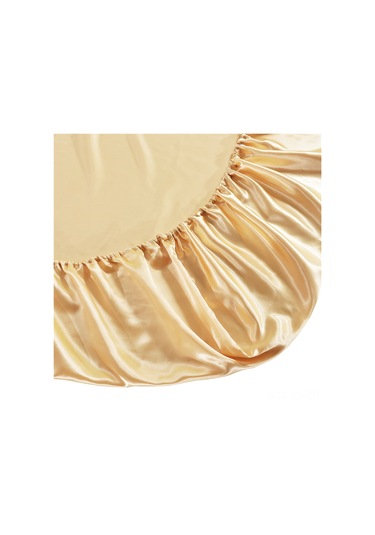 Vkemall Yumuşak İpek Hissi Veren Polyester Çarşaf - 30cm Derinlik - Çift Kişilik Açık Bej DiğER