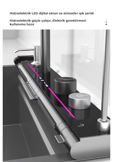 Robo Dijital Akıllı Eviye Seti Koyu Gri