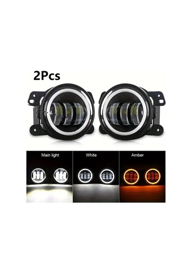 Xuweiwei 2 Adet 4 Inç Angel Eyes Led Işık Beyaz Halka Dc12v/24v 6000k Parlak Beyaz Ve Sarı Round Led Çalışma Işığı Jeep Wrangler Jk Tj Lj Ford İçin