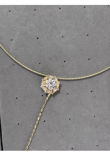 Choker Taşlı Y Kolye Gold Diğer