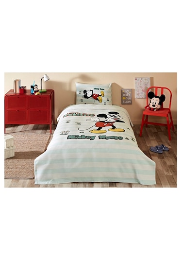 Özdilek Tek Kiş. Lastikli Çarşaf Pike Tak. Mickey Mouse Positive