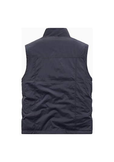 Snapbuy Kışlık Çift Taraflı, Çok Cepli, Bol Kesimli, Kalın Peluşlu Erkek Yeleği Lacivert