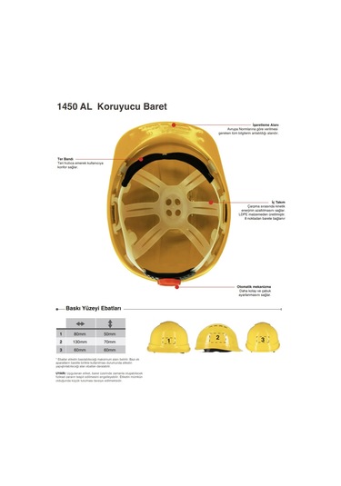 Otomatik Ayarlı Baret Sarı Starline 1450-al 5 Adet