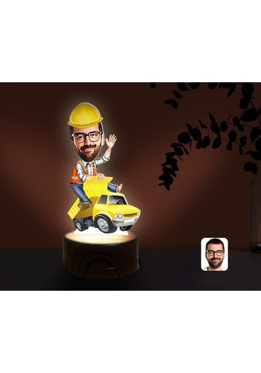 Kişiye Özel Erkek Yol Mühendisi Karikatürlü Dekoratif 3D Biblo Le