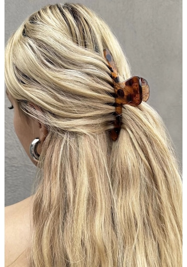 Caş Dekorasyon Leopar Desen Mandal Toka Kahverengi