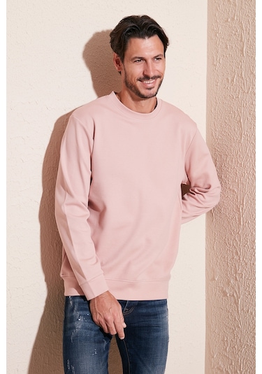 Buratti Pamuklu Bisiklet Yaka Regular Fit Basic Erkek Sweat 5905521 Pudra