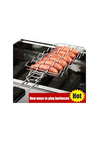 Sosisin Izgarada Pişirilmesi İçin Metal Izgara Sepeti, Sosisler İçin Izgara Rafı, Izgara Filesi, Kelepçe, Piknik, Mutfak Eşyaları