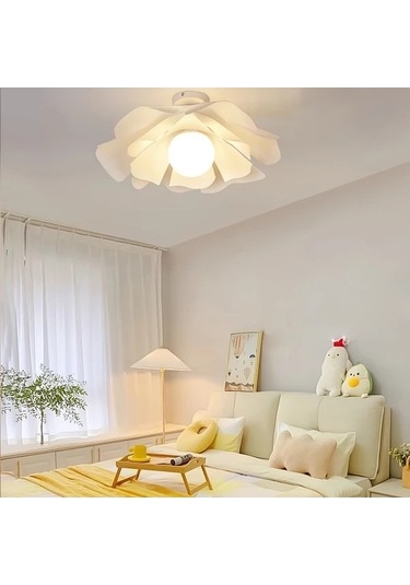 Fastbuy Basit Yaratıcı Gül Yaprağı Desenli 40 Cm Pvc Tavan Lambası Kolay Kurulumlu Her Oda İçin Gümüş Gümüş