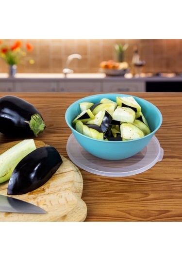 Ceronni Lunar Kapaklı Kase 3lü Set 3lt 2lt 1lt Turkuaz Turkuaz