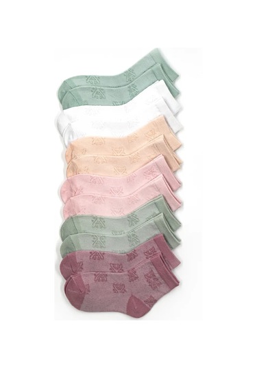 Deo Kız Çocukları İçin 12'li Ağ Desenli Çorap Seti 455811356 Pembe