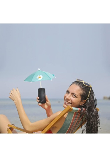 Güneş İçin Telefon Şemsiyesi, Evrensel Ayarlanabilir Vantuzlu Standlı Telefon Şemsiyesi, Güneşlik - Mavi Papatya Diğer