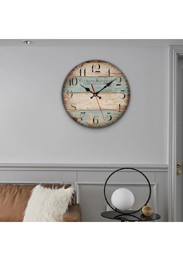 Homyl Ahşap Duvar Saati 12 Inç Dekoratif Kuvars Saatler Yatak A A