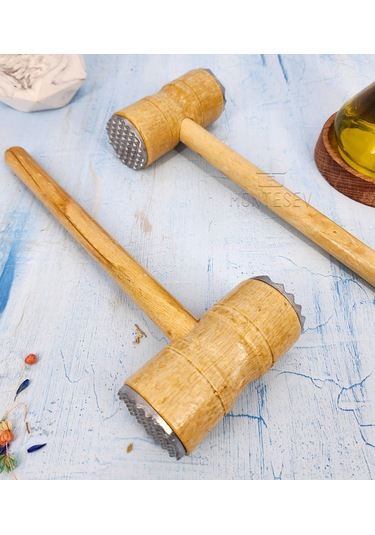 Et Döveceği Dövücü İki Yönlü Et Yumuşatıcı Çekiç Ahşap Saplı 2 Li