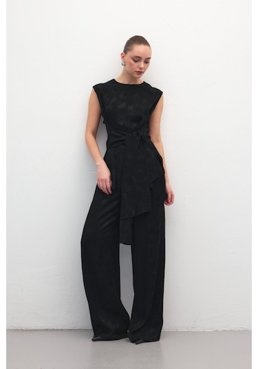 Sateen Camila Pantolon - Siyah-137185 siyah